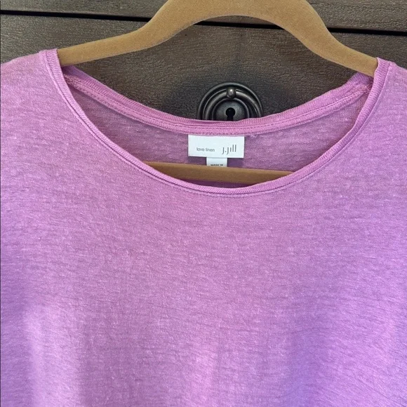 J. Jill Love Linen T Shirt Top Womens XL Pink Short Sleeve 100% Linen Lagenlook - Picture 3 of 10
